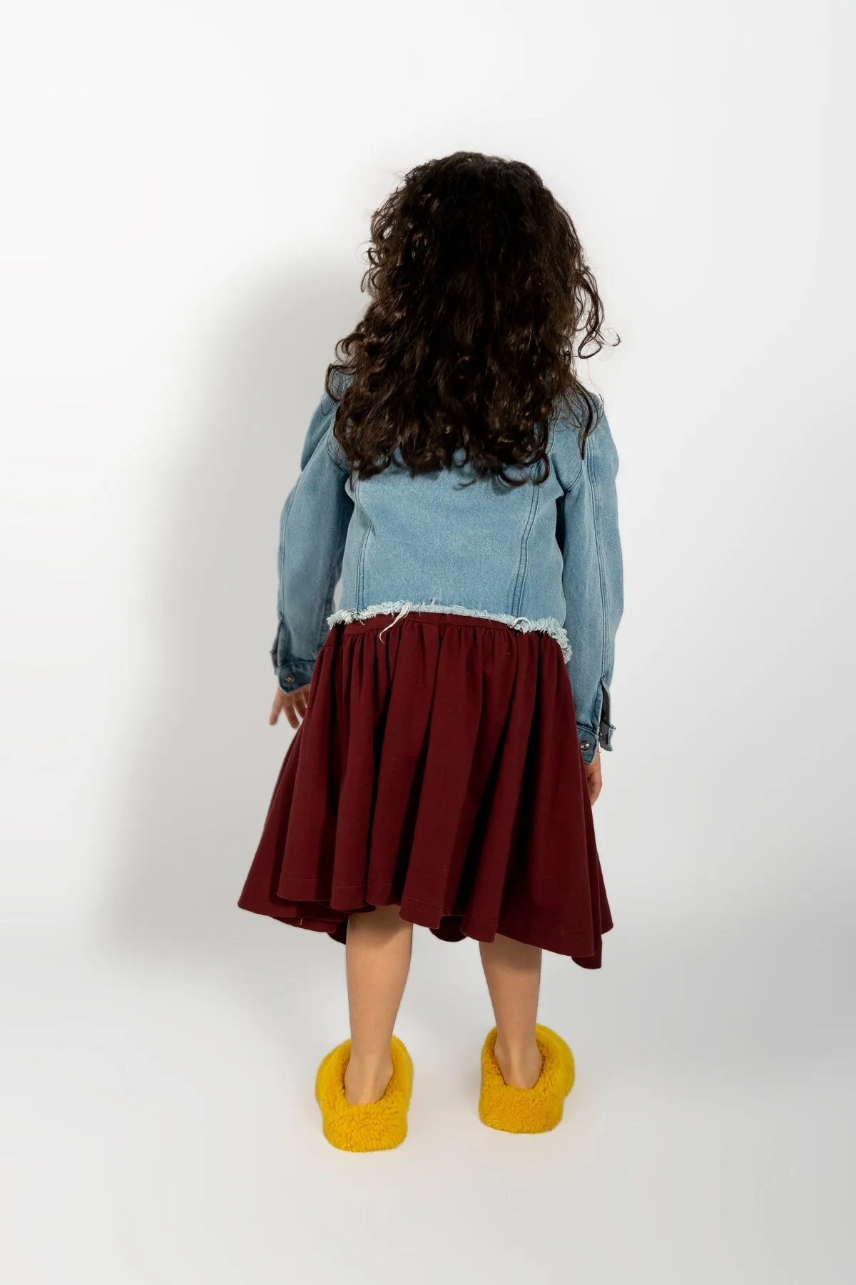 BLUE DENIM COLLARLESS JACKET
