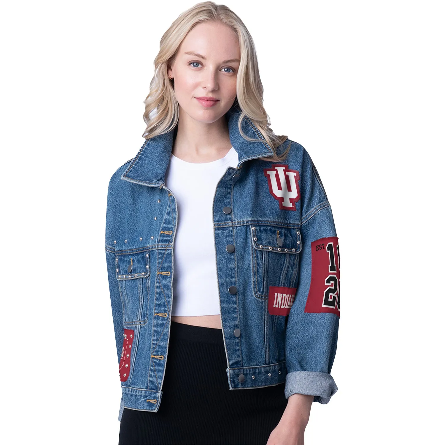 Ladies Indiana Hoosiers Game Ball Denim Jacket